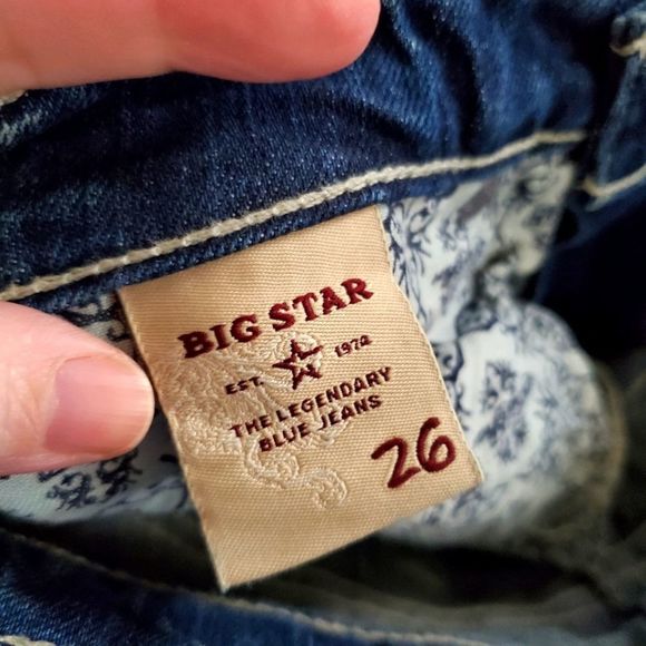 BIG STAR DENIM MADDIE CROPPED JEANS DISTRESSED WASH CALF EMBELLISHED STITCH - Picture 11 of 13